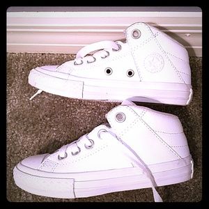 Girls white leather converse